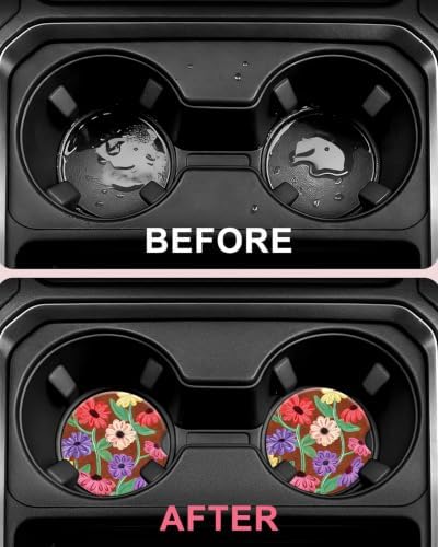 Swooflia Elegant Ceramic Car Coasters 4 Pcs Vintage Bright Floral Car Decor - Image 4