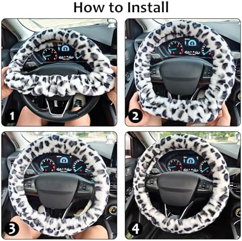 Accmor Fuzzy Car Steering Wheel Cover, Universal Fit Fur Auto Wheel Cover & - Image 5