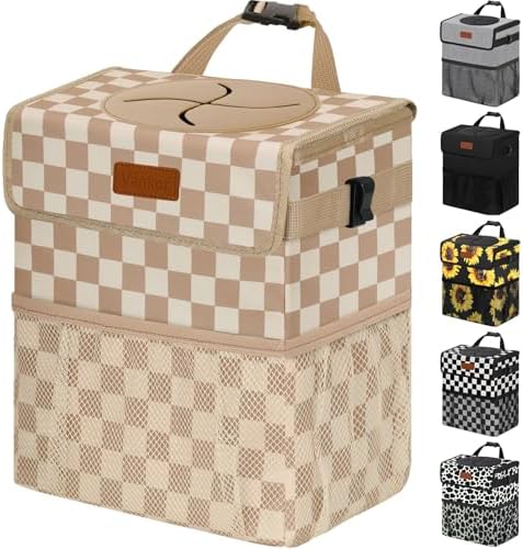 Vankor Car Trash Can with Lid Leak Proof Car Accessories by Vankor