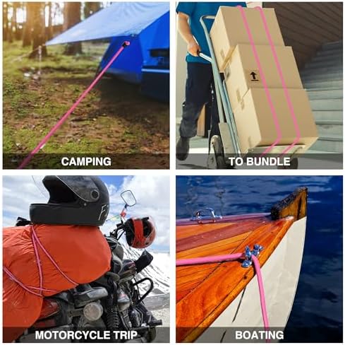 WORKPRO 24" Bungee Cords with Hooks, 4 Pack Heavy Duty Outdoor Bungee Strap - Image 7