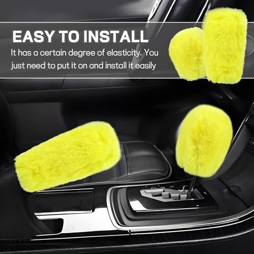 Hovom 2PCS Fluffy Car Gear Shift Knob Cover & Handbrake Cover - Image 5