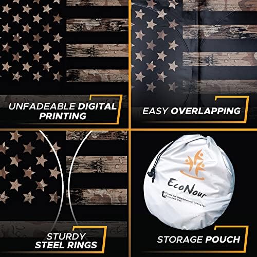 EcoNour Camoflage American Flag Windshield Sun Shade –240T Reflective Polyester - Image 4