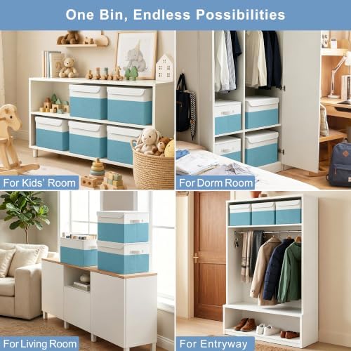 Bagnizer Large 22 Quart Linen Fabric Foldable Storage Bin Cube Organizer Basket - Image 4