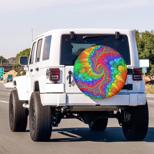 Tie Dye Abstract Rainbow Color Spare Tire Cover Dust-Proof Wheel Tire Cover Fit - Image 3