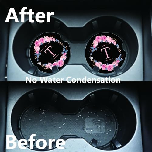 2pcs Letter T Car Coasters, Absorbent Universal neoprener Cup Holder Coasters - Image 5
