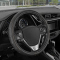Motor Trend GripDrive Faux Black Leather Steering Wheel Cover by MotorTrend