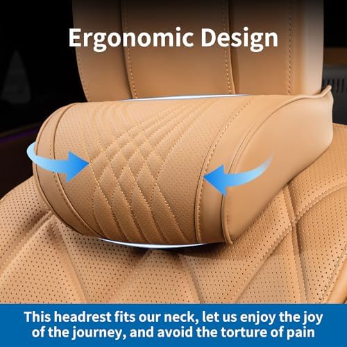 Car Headrest Pillow for Driving Memory Foam Palomino Brown 1 Pack - Image 3