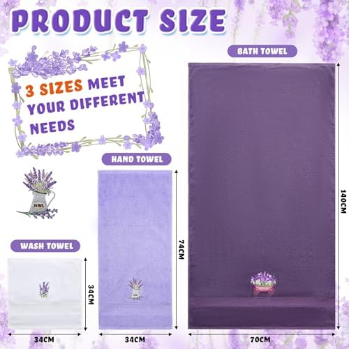 Peryiter 3 Pack Lavender Decorative Bath Towel Set - Image 2