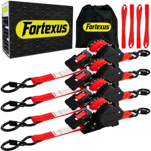 Retractable Ratchet Straps, Motorcycle, Pickup Truck by Fortexus