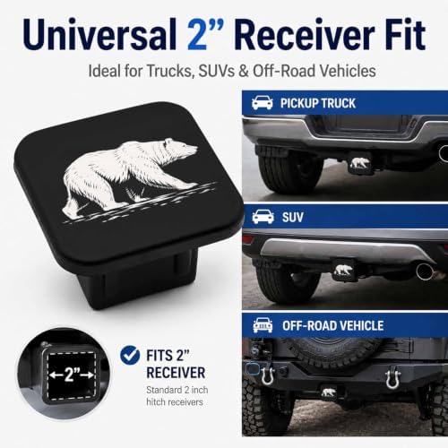 2" Hitch Cover White Bear Rubber Towing Hitch Covers Hitch Protector - Image 4