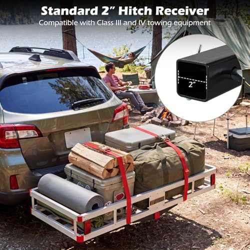 Goplus Hitch Cargo Carrier, Aluminum Hitch Mount Cargo Basket - Image 4