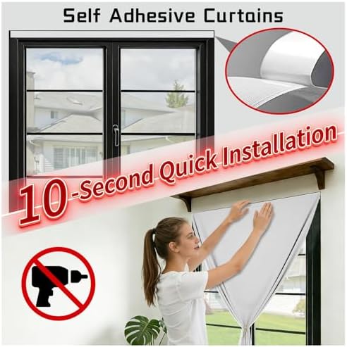 100% Blackout French Door Curtains, Room Darkening Shades Small Window Curtain - Image 3