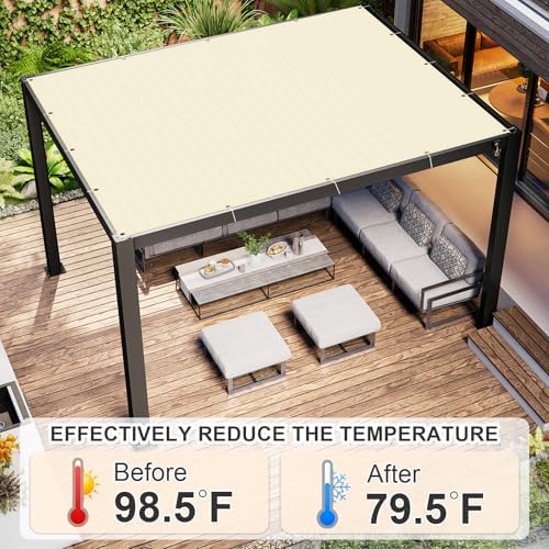 Cool Area Sun Shade Cloth with Grommets, Butter Cream - Image 3
