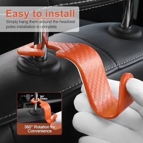 LivTee Car Purse Hook, 4 Pack Universal Auto Seat Headrest Hook Hangers - Image 4
