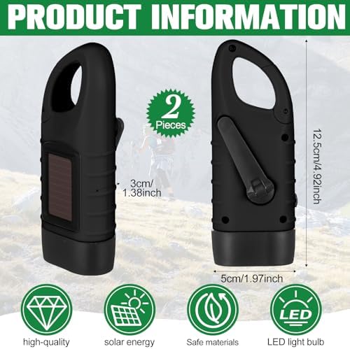 Leelosp 2 Pcs Hand Crank Solar Flashlight Emergency LED - Image 2