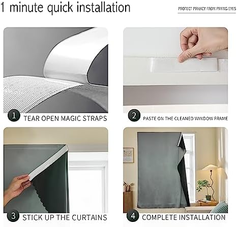 JILRON Magic Tape Stick on Portable Curtains - Image 4