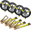 Car Tie Down Straps for Trailers Flat Hooks Lasso Style and 2'' X 96'' Tie Down by Digank