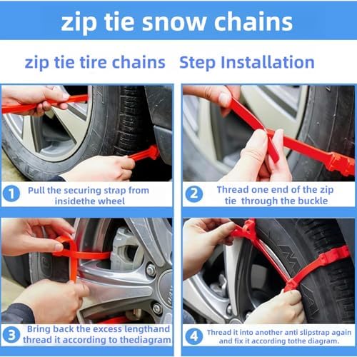 20 PCS Universal Emergency Tire Chains, Adjustable Plastic Anti-skid Ties - Image 4