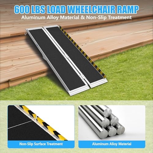 5FT Portable Wheelchair Ramp, Non-Slip Aluminum Folding Handicap Ramp, 600 LBS - Image 6
