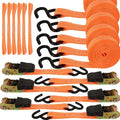 6 Pack 1 Inch x 20 Ft Ratchet Tie Down Straps by HNBun