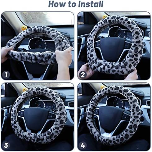 Fuzzy Steering Wheel Cover for Women Girls, Accmor Universal Fit Fur Car Wheel - Image 5