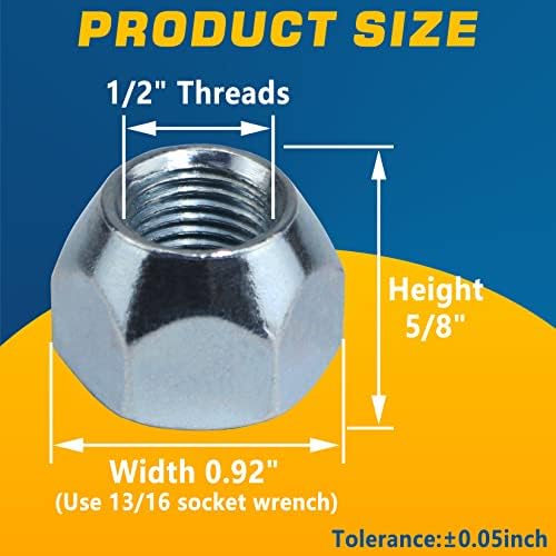 10pcs 1/2''-20 Trailer Lug Nuts Galvanized - Image 2
