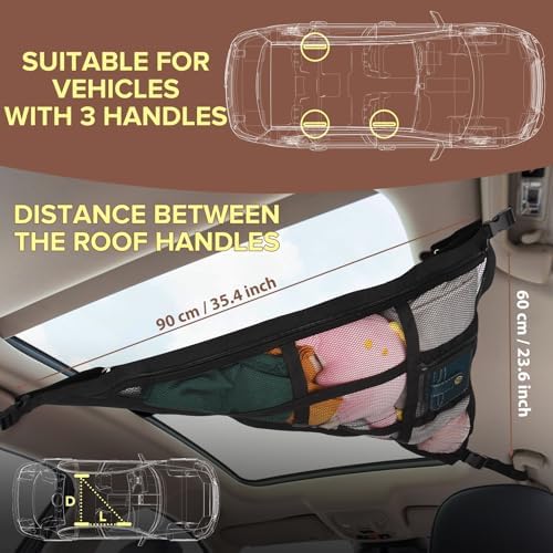 3 Handle Car Ceiling Cargo Net for SUV Roof Storage - Image 2