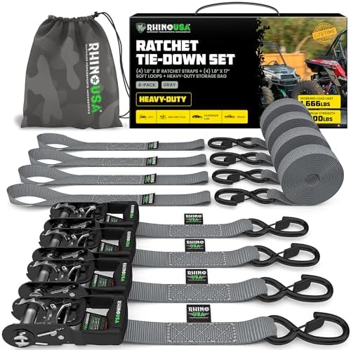 Rhino USA Heavy Duty Ratchet Tie Downs by RhinoUSAInc