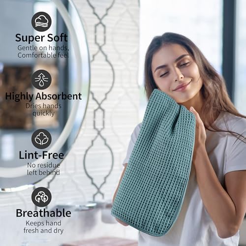 Microfiber Waffle Hand Towels, 2 Pieces, Fast Drying, Lint Free 430 GSM - Image 4