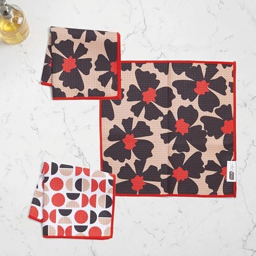 Ritz 6-Piece Flowers & Moons Microfiber Dish Cloth Set – Retro Mid-Century - Image 3