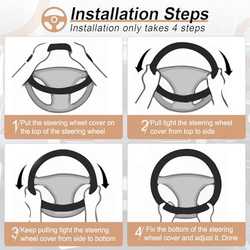 Alpmosn Elastic Stretch Steering Wheel Cover, Breathable Microfiber Ice Silk - Image 4