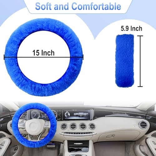 BFXM 3 PCS Fluffy Steering Wheel Cover Set - Image 2