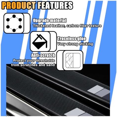 4PCS Tri-Color Door Sill Protectors, Carbon Fiber Door Threshold Protection - Image 3