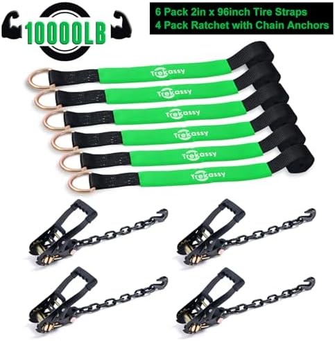 Trekassy Car Tie Down Straps for Trailers, 6 Pack 96" Tire Straps, 4 Pack - Image 5
