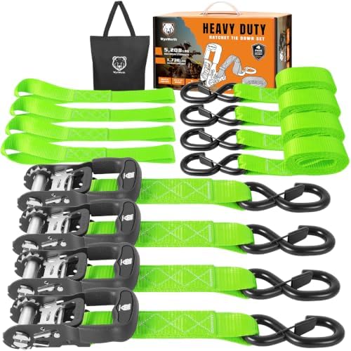 Retractable Ratchet Straps 4 Pack, 5208LBS Break Strength by Unknown