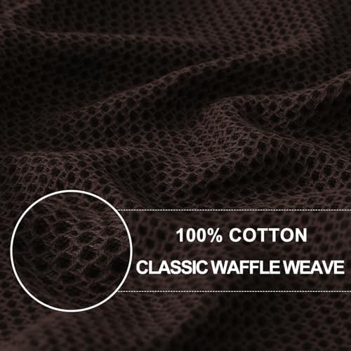 Homaxy 100% Cotton Waffle Weave Kitchen Dish Cloths 12-Pack, Dark Brown - Image 2