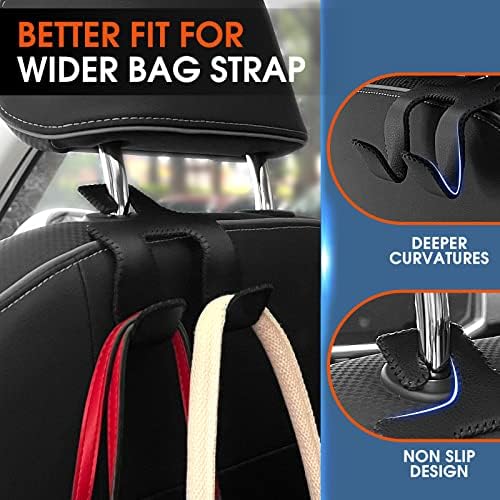 2 in 1 Car Headrest Hooks for Purses and Bags, Upgraded Leather Organizer - Image 4