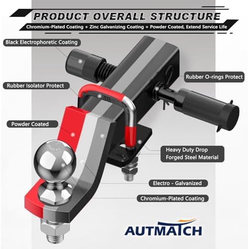 AUTMATCH Trailer Hitch Ball Mount - Image 5