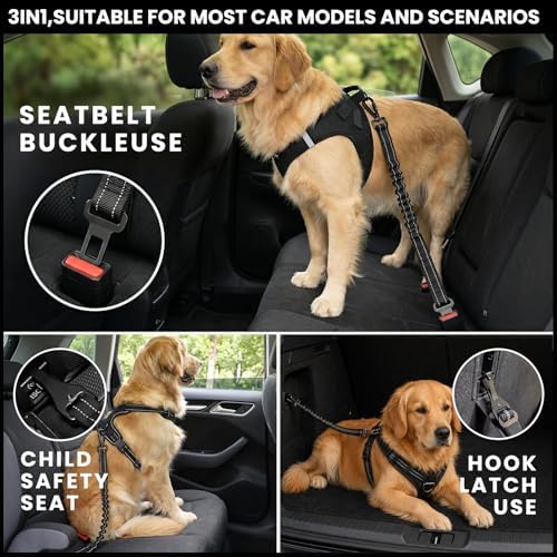 Dog Seat Belt for Car, 3-in-1 Adjustable Dog Seatbelt - Image 2