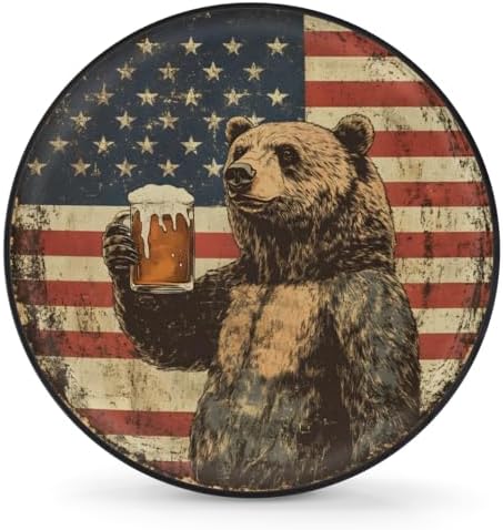 Spare Tire Cover Bear American Flag Wheel Covers Protectors Waterproof by cfpolar