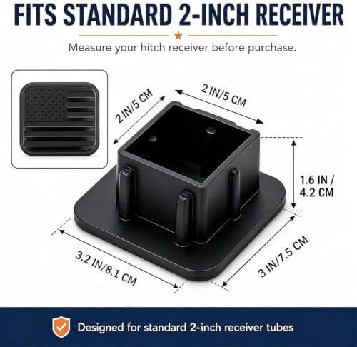 2" Hitch Cover American Flag Black Towing Hitch Covers Hitch Protector - Image 6