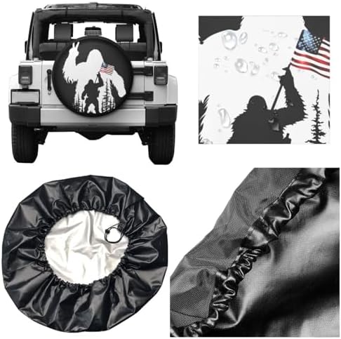 Bigfoot American Flag Spare Tire Cover Wheel Protectors Waterproof Wheel Covers - Image 2