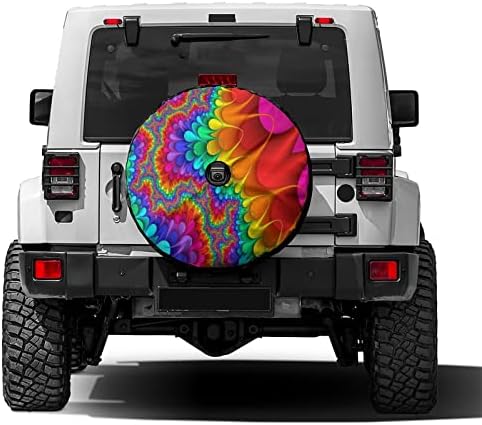 Tie Dye Abstract Rainbow Color Spare Tire Cover by Foruidea