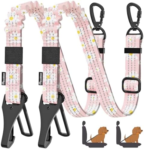 Pawaboo 2Pack Dog Car Seatbelt, 3-in-1 Dog Tether by Pawaboo