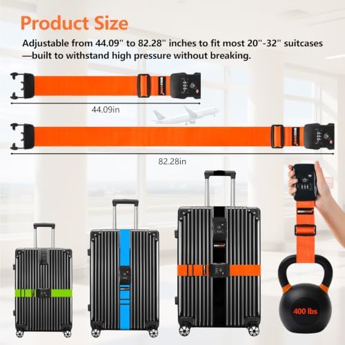 BILIONE Luggage Straps TSA Approved, Suitcase Belt - Image 4