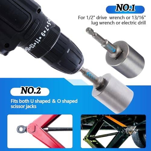 3 Pcs Scissor Jack Adapters Tool Heavy-Duty Universal Jack Socket Adapter - Image 3