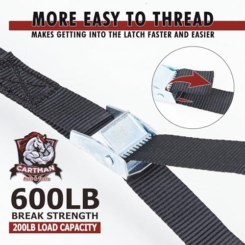 Cartman 1" x 12 ft Lashing Straps, 6 Pack, 600 lb Break Strength - Image 3