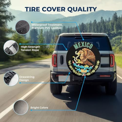 GENANY Mexico and Eagle Thick PVC Leather Spare Tire Cover Size 14 - Image 4