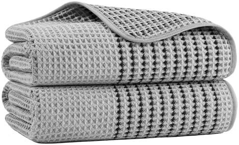 MICROFI New Microfiber Waffle Bath Towels, 2 Pieces, Fast Drying, Lint Free 430 by Unknown