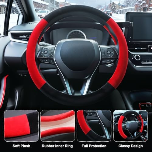 SEG Direct Plush Steering Wheel Cover 14.5"-15" Heavy-Duty, Summer Winter - Image 3